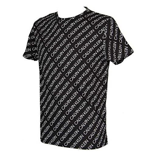 Calvin Klein t-shirt uomo manica corta maglietta girocollo cotone log ck articolo km0km00470 crew tee logo print, 0gj logo repeat black, m