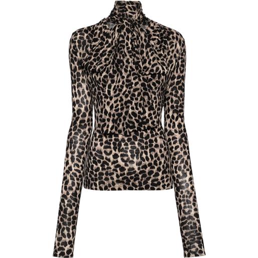 Blumarine blusa con stampa animalier - marrone