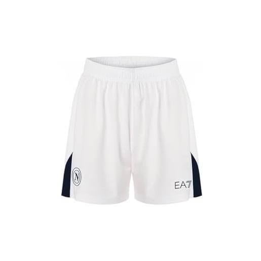 SSC NAPOLI pantaloncino gara junior bianco blu, ea7 prodotto ufficiale, shorts calcio adulto 2024/2025-14 anni