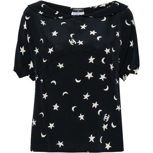 CHANEL Pre-Owned - top a maniche corte 2008 - donna - seta - 50 - blu