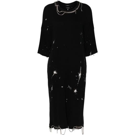 R13 abito midi con decorazione - nero
