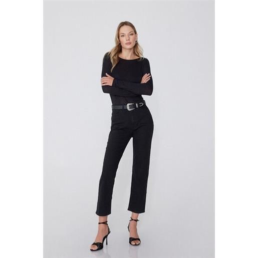 Tezenis jeans vita alta denim dritto con tasche donna nero