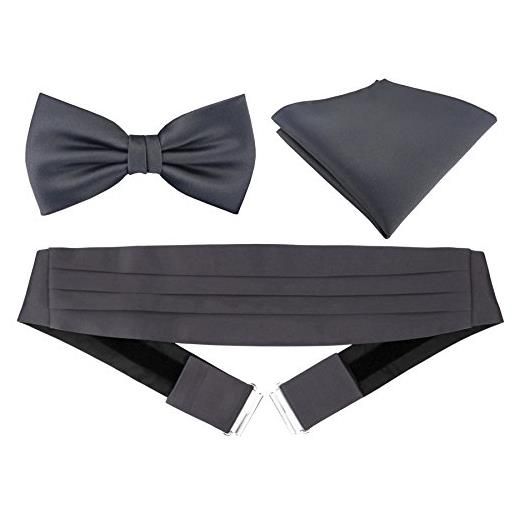 LanSilk Set Business Uomo Con Cravatta Sottile, Gemelli E Fazzoletto – 100% Seta – Confezione Regalo Di Lusso