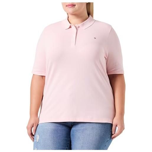 Tommy Hilfiger donna maglietta polo maniche corte curve regular pique in cotone, rosa (delicate pink), 56