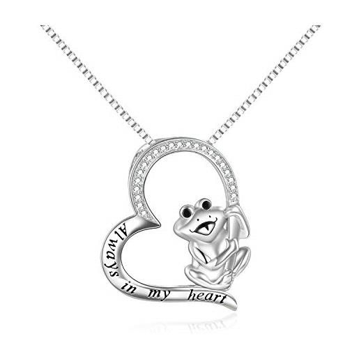 TTOVEN Collana Con Ciondolo Rana Per Ragazze - Acciaio Inossidabile - Catena 55+5 Cm - Regalo Simpatico Per Amanti Delle Rane