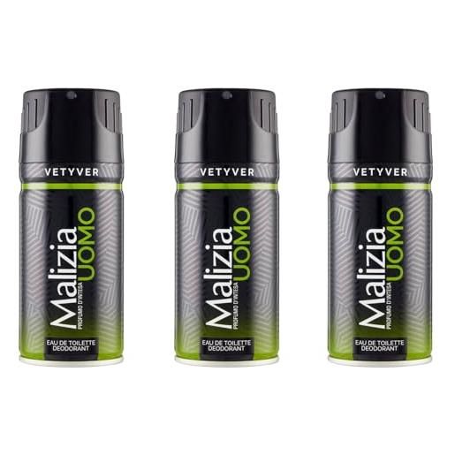 Generico deodorante uomo spray al profumo di vetiver 150ml (3 pezzi)