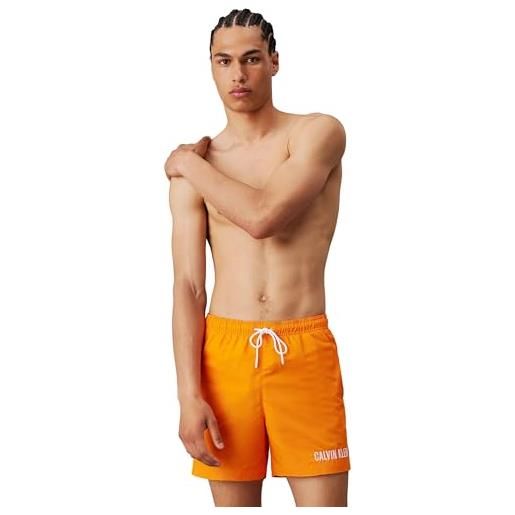 Calvin Klein uomo pantaloncino da bagno medium drawstring print lunghezza media, arancione (ip water reactive aop), l