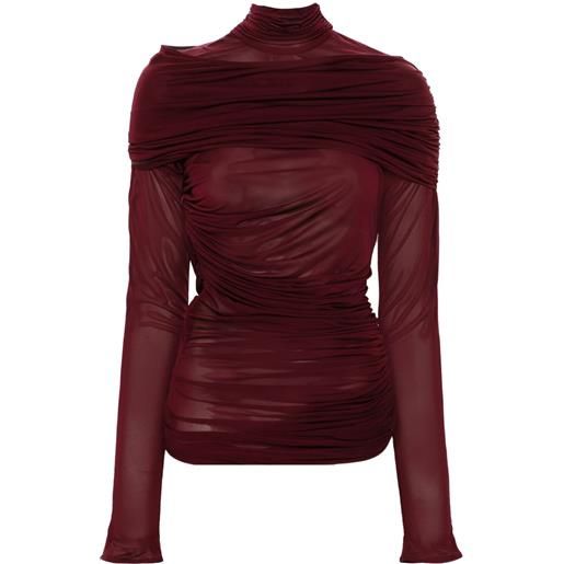 Mugler top con ruches - rosso