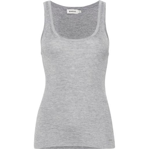 Simkhai canotta con placca logo - grigio