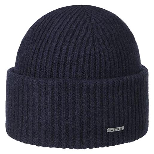 Stetson berretto in lana classic uni donna/uomo - made italy beanie lavorato a maglia invernale con risvolto inverno autunno/inverno - taglia unica blu scuro