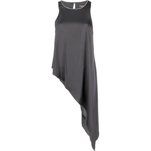 Peserico blusa smanicata con orlo asimmetrico - grigio