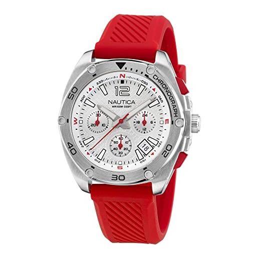 Nautica N83 NAPFWS306 Finn World, orologio da uomo con cinturino in acciaio inox, tonalità argento/nero/SST, tono argento/nero/SST, Cinturino