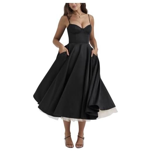 Minetom abiti floreali da donna estivo spalline abiti senza maniche vestiti da sera vestito da spiaggia elegante e casual a blu xl