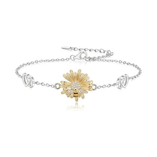YAFEINI Braccialetto di girasole in argento Sterling con fiore