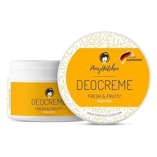 PonyHütchen pony hütchen deocreme senza sali di alluminio + 50 ml crema cosmetica naturale deodorante + bio + vegan + ideale nel bagaglio a mano + 100% naturalmente efficace - 0% sali di alluminio. 