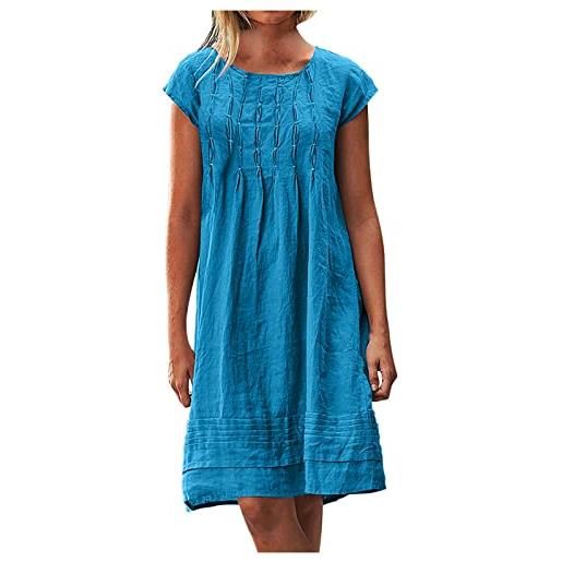Generic abiti da donna a maniche lunghe abiti da donna girocollo in lino da spiaggia buco della serratura hawaiano a righe abiti midi 2025, c-157 rosso, l