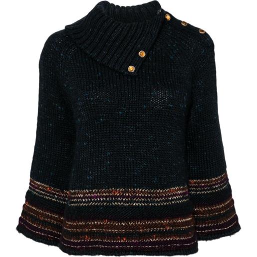 CHANEL Pre-Owned - maglione a righe 2011 - donna - poliammide/cotone/lana/elastam - taglia unica - blu