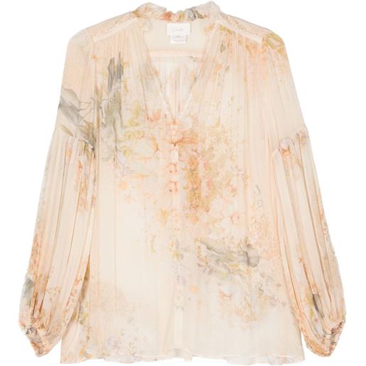 Camilla blusa a fiori - toni neutri