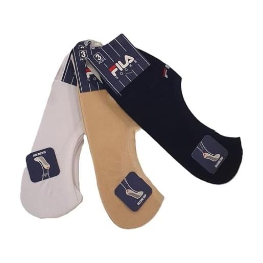 FILA 6 paia salvapiede con cuscinetto in silicone, taglio basso antiscivolo, pedalini unisex, calzini corti, calze invisibili per mocassini e sneakers. (it, numero 43-46, 6 paia beige)