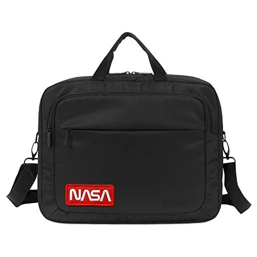 Atlantis nasa edition borsa notebook 15.6 pollici a tracolla, imbottitura interna, vano porta documenti, tasca esterna per accessori, fascia per aggancio trolley. Cinghia a tracolla, colore nero. 