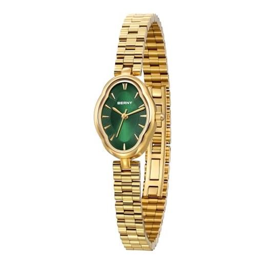 BERNY orologio oro per le donne vintage donna orologio al quarzo 3atm impermeabile moda femminile orologio da polso di lusso orologi da braccialetto idear regalo per ragazza