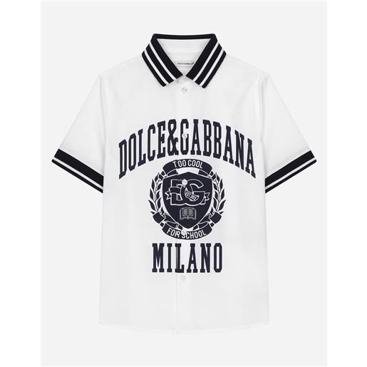 Dolce & Gabbana polo camicia in popeline con logo dolce&gabbana