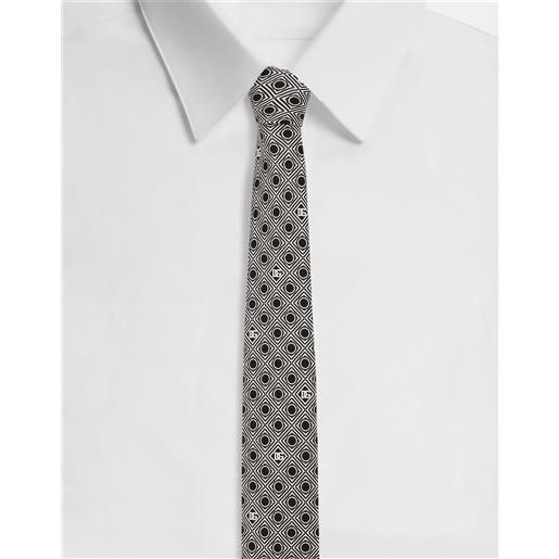 Dolce & Gabbana cravatta in seta stampa microdisegni logo dg