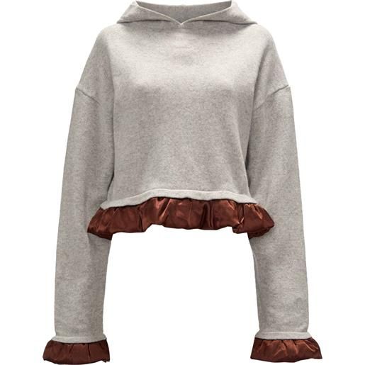 JW Anderson felpa crop con cappuccio - grigio