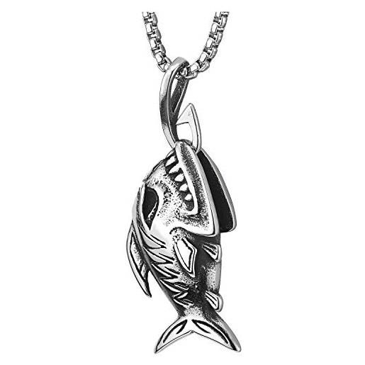 Collana Uomo Con Dente Di Squalo - Perle Di Legno E Filo Cerato | Stile Vintage E Casual