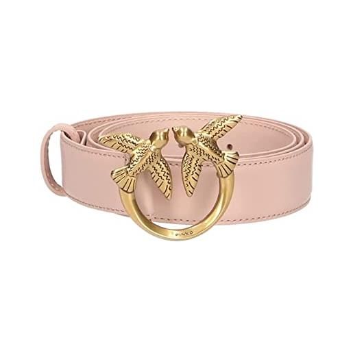 Pinko love berry h3 belt vitello seta, cintura donna, l17q_marrone - leone-antique gold, l
