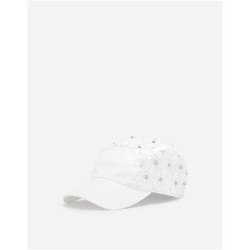 Dolce & Gabbana cappello baseball in drill con ricamo strass