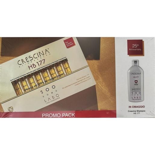 LABO INTERNATIONAL Srl crescina cofanetto base hb 177 500 uomo 20 fiale + shampoo omaggio 200 ml