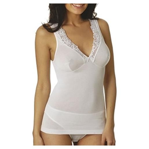 Vajolet by selina canottiera donna intimo in cotone filo di scozia spalla larga sl5068 misure 3-4-5-6-7-8 bianco e nero (6 xl it donna, bianco)