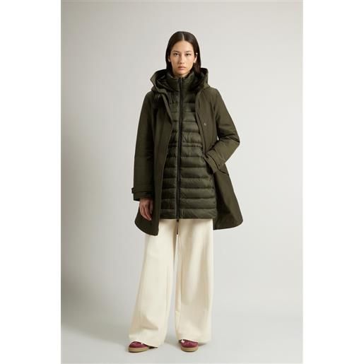 Woolrich donna parka 3 in 1 in ramar cloth verde taglia xxs