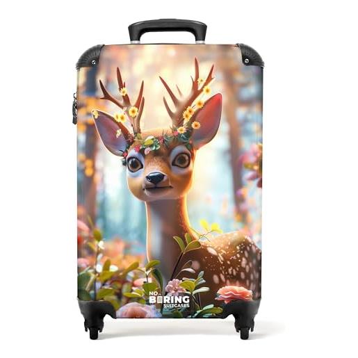 NoBoringSuitcases.com valigia bambini, trolley a mano bambini, valigie 55x40x20 cm (ciervo marron - natura)