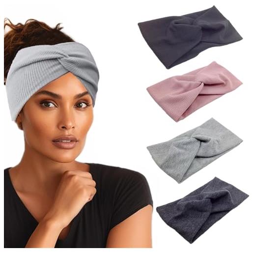 Norhogo 4 fasce elastiche estive per capelli, da donna, fascia elastica larga, con croce in cotone, per lo sport, per yoga, per donne e ragazze, stile a