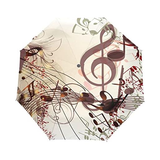 ALAZA ombrello pieghevole automatico, per musica romantica, antivento, forte protezione uv, ombrello portatile da sole e pioggia, per bambini, donne e uomini, illustrazione 227, misura unica, classico