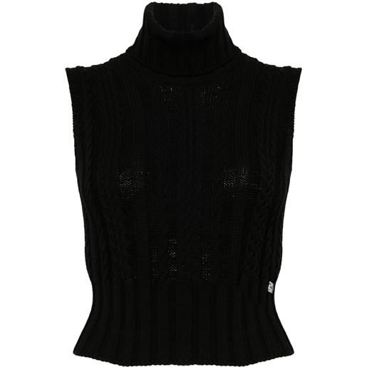CHANEL Pre-Owned - maglione smanicato a collo alto 2002 - donna - cotone - 38 - nero