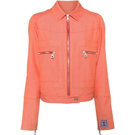CHANEL Pre-Owned - giacca sport line con zip 2002 - donna - cotone/poliammide/cotone - 38 - rosa