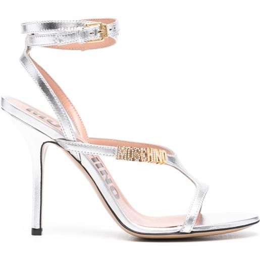 Moschino sandali con placca logo 105mm - argento