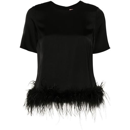 TWINSET blusa con bordo di piume - nero