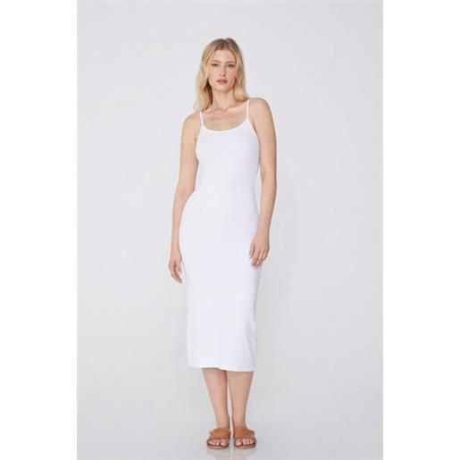 Tezenis vestito midi cotone costine spalline sottili donna bianco