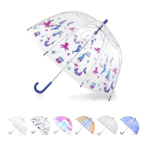 totes - ombrello trasparente per bambini con manico facile da impugnare, principessa dell', kids - 38 canopy, ombrello trasparente a bolle con tettuccio a cupola, design leggero, protezione da vento