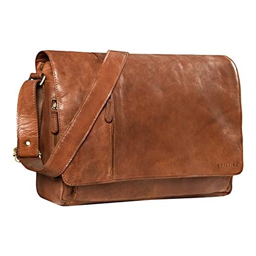 STILORD 'elias' borsello uomo tracolla pelle grande borsa tracolla pelle vintage borsa studente cuoio cartella ufficio pc 15,6, colore: maraska - marrone