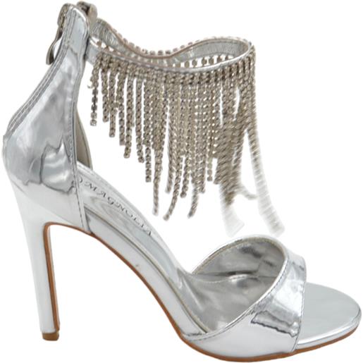 Scarpe Da Cerimonia Donna | Sandali Bianchi Con Strass E Tacco Largo - Foto 12