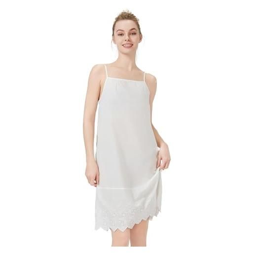 BEAUTELICATE sottoveste donna 100% cotone fatto a mano vittoriano vintage camicia da notte tracolla regolabile avorio (alencon pizzo - avorio chiaro, m)