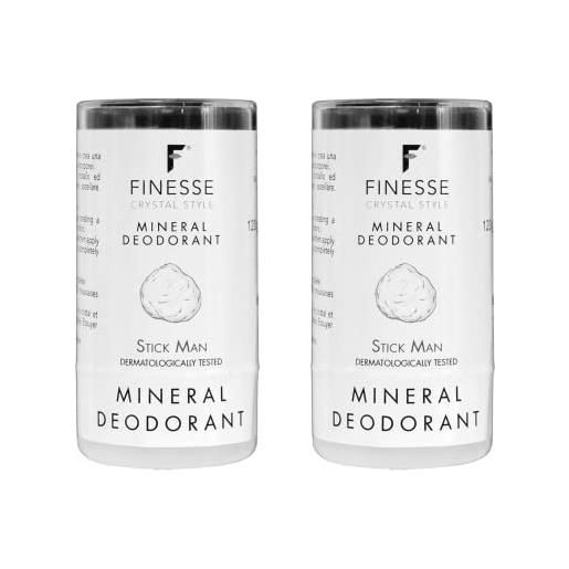 Generico set 2x120gr stick allume di potassio finesse, allume di rocca deodorante naturale e inodore, antibatterico e ipoallergenico