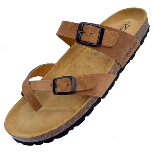 GONKOS®, infradito donna in pelle, vera pelle, sughero naturale, infradito donna estive ciabatte donne uomo, qualità made in spain, colore muscade 43