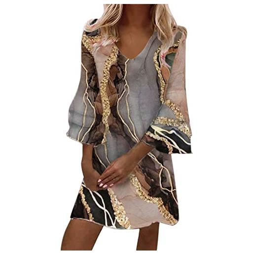Generico vestiti lana abito da donna carino con maniche a campana a tre strati con volant con scollo a v e mini abito con stampa floreale