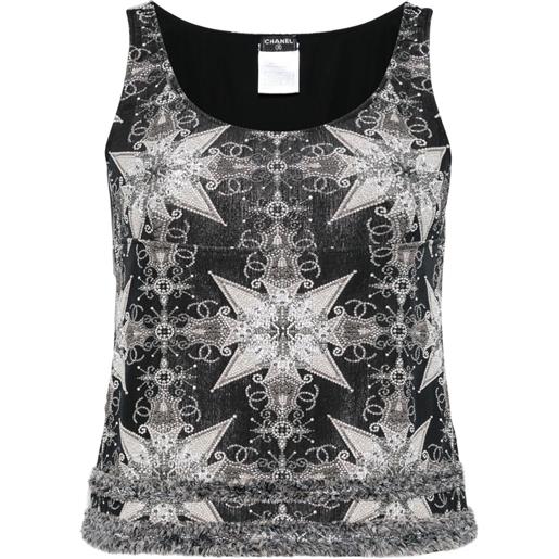 CHANEL Pre-Owned - top smanicato 2006 - donna - poliestere/nylon/spandex/elastam - 38 - grigio